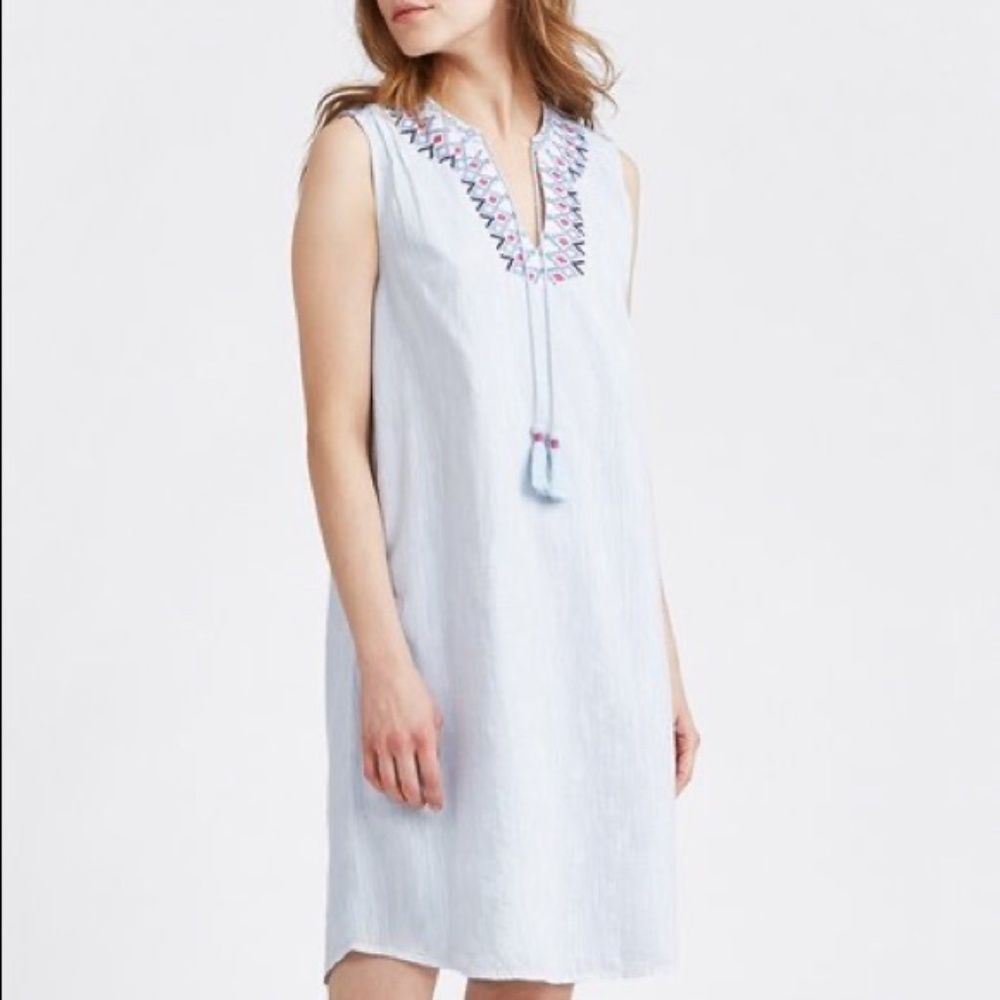 Joules Oriella Cool Blue Embroidered Dress S